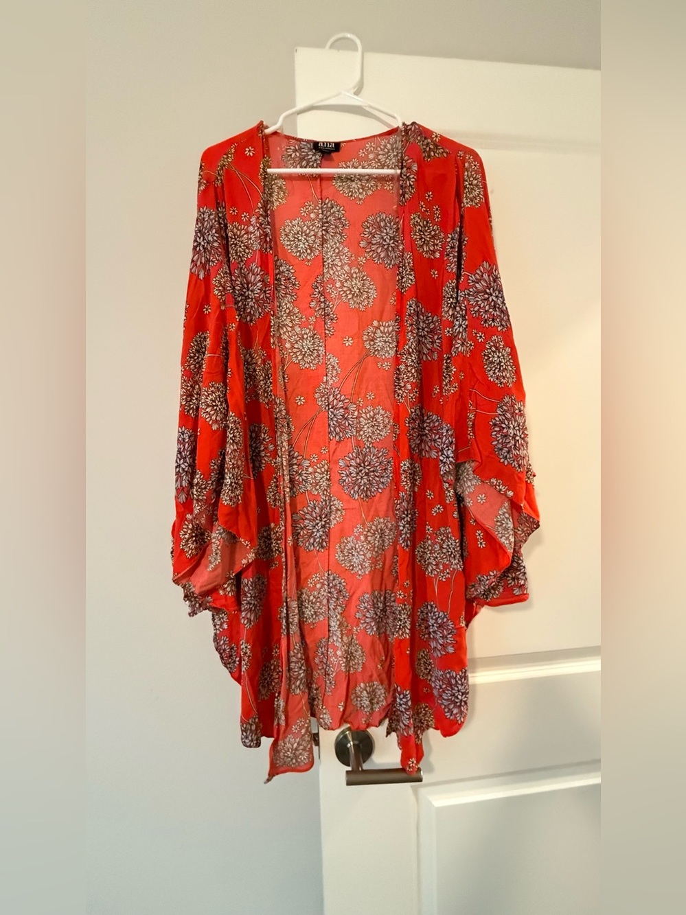Velvet Red Floral Kimono Cardigan
